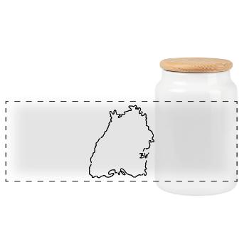 Baden-Wurttemberg - Panoramic Cookie Jar with Wooden Lid - white - Front