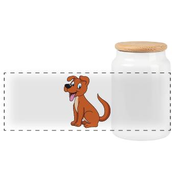 Hund - Panorama Keksdose mit Holzdeckel - Weiß - Vorne