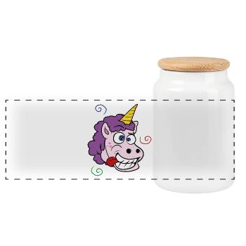 Licorne folle - Boîte à biscuits avec couvercle en bois - blanc - Devant
