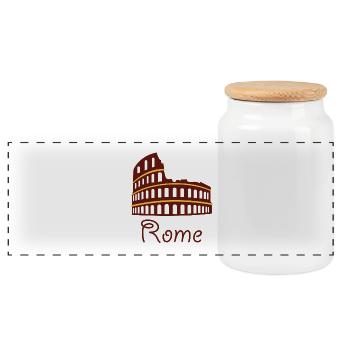 Süß Rom Logo Kolosseum Geschenk Idee - Panorama Keksdose mit Holzdeckel - Weiß - Vorne