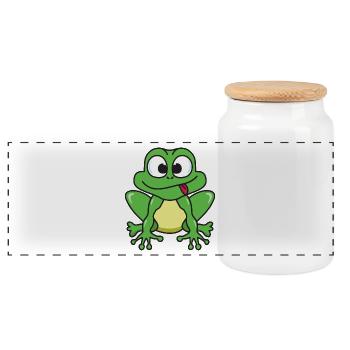 Frosch - Panorama Keksdose mit Holzdeckel - Weiß - Vorne