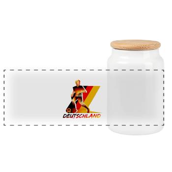 Chemise de football d'Allemagne - Boîte à biscuits avec couvercle en bois - blanc - Devant