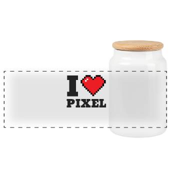 I heart, I love, retro, pixel, games, gaming, old - Panoramic Cookie Jar with Wooden Lid - white - Front