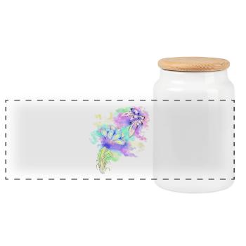 Pastell Marienkäfer Blume Design Handgezeichnet - Panorama Keksdose mit Holzdeckel - Weiß - Vorne