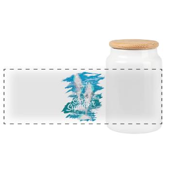 Dolphins - Panoramic Cookie Jar with Wooden Lid - white - Front