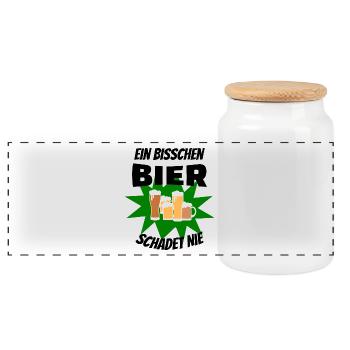 Ein bisschen Bier schadet Nie Bier - Panorama Keksdose mit Holzdeckel - Weiß - Vorne