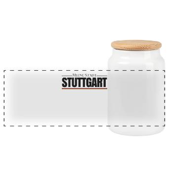 Meine Stadt Stuttgart, Heimweh, Heimat, Liebe, - Panorama Keksdose mit Holzdeckel - Weiß - Vorne