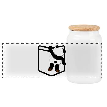 Shirt pocket Panda Pocket Panda - Panoramic Cookie Jar with Wooden Lid - white - Front