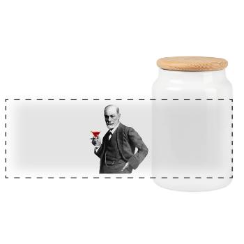 Sigmund Freud Party - Panoramic Cookie Jar with Wooden Lid - white - Front