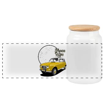 Retro World - Panoramic Cookie Jar with Wooden Lid - white - Front