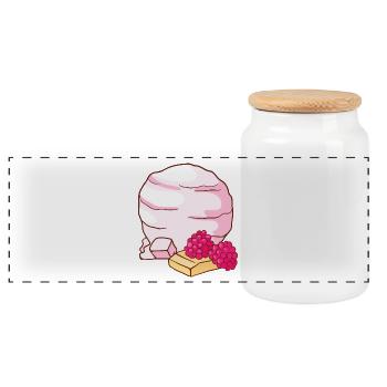 Raspberry ice cream ice cream ice cream ice cream ball - Panoramic Cookie Jar with Wooden Lid - white - Front