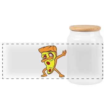 Dabbing Dab Pizza - Panoramic Cookie Jar with Wooden Lid - white - Front
