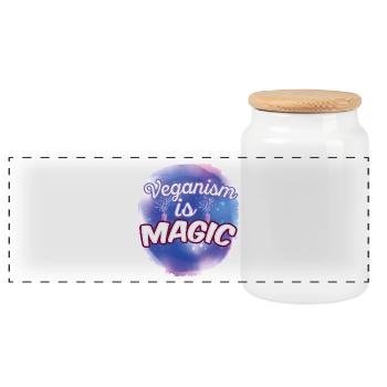 Vegan vegetarian animal welfare gift idea - Panoramic Cookie Jar with Wooden Lid - white - Front