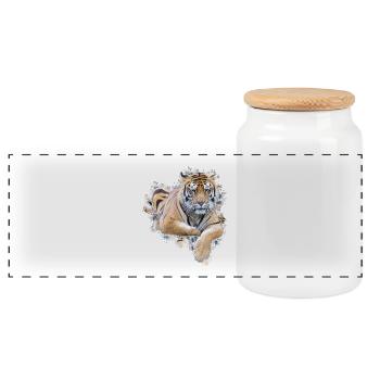 Tigresse au repos contour artistique - Boîte à biscuits avec couvercle en bois - blanc - Devant