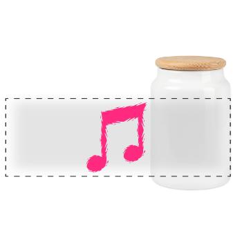 Music note music design singer - Panoramic Cookie Jar with Wooden Lid - white - Front