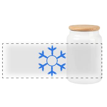 Schneeflocke Winter Kalt Kälte - Panorama Keksdose mit Holzdeckel - Weiß - Vorne