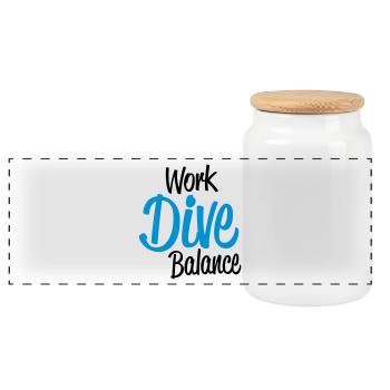 diving - Panoramic Cookie Jar with Wooden Lid - white - Front