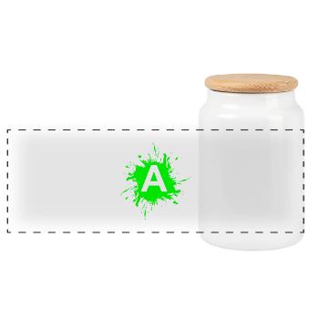 Team A letter A initial letter - Panoramic Cookie Jar with Wooden Lid - white - Front