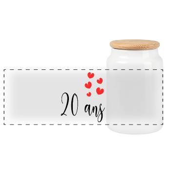 20 ANS. ANNIVERSAIRE. HAPPY BIRTHDAY. JOYEUX ANNIV - Boîte à biscuits avec couvercle en bois - blanc - Devant