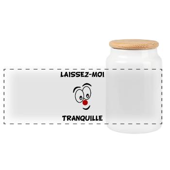 LAISSEZ-MOI TRANQUILLE. HUMOUR - Boîte à biscuits avec couvercle en bois - blanc - Devant
