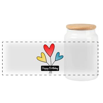 HAPPY BIRTHDAY. ANNIVERSARY - Panoramic Cookie Jar with Wooden Lid - white - Front