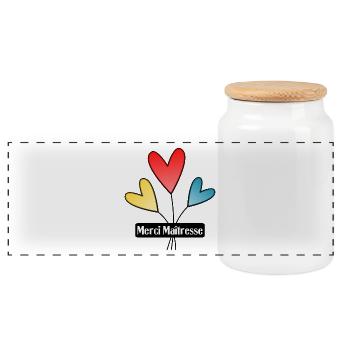 MERCI. MERCI MAÎTRESSE. CADEAU MAÎTRESSE. VACANCES - Boîte à biscuits avec couvercle en bois - blanc - Devant