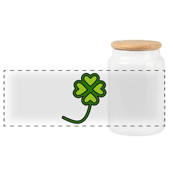St Patrick's Day shamrocks - Panoramic Cookie Jar with Wooden Lid - white - Front