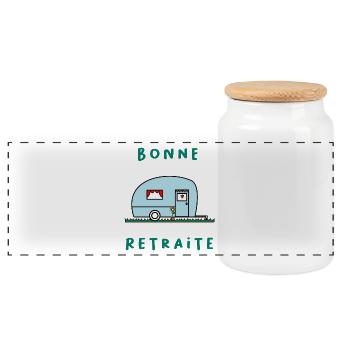 RETRAITE. BONNE RETRAITE. JOYEUSE RETRAITE - Boîte à biscuits avec couvercle en bois - blanc - Devant