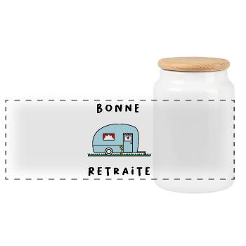 RETRAITE. BONNE RETRAITE. JOYEUSE RETRAITE - Boîte à biscuits avec couvercle en bois - blanc - Devant