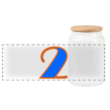 2. 2 YEARS. 2ND ANNIVERSARY. BIRTHDAY 2 YEARS. 2 - Panoramic Cookie Jar with Wooden Lid - white - Front