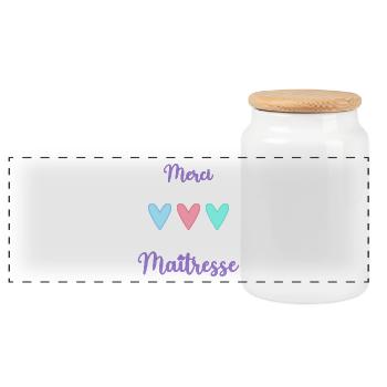 MERCI. MERCI MAÎTRESSE. CADEAU MAÎTRESSE. VACANCES - Boîte à biscuits avec couvercle en bois - blanc - Devant