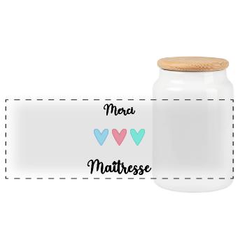 MERCI. MERCI MAÎTRESSE. CADEAU MAÎTRESSE. VACANCES - Boîte à biscuits avec couvercle en bois - blanc - Devant