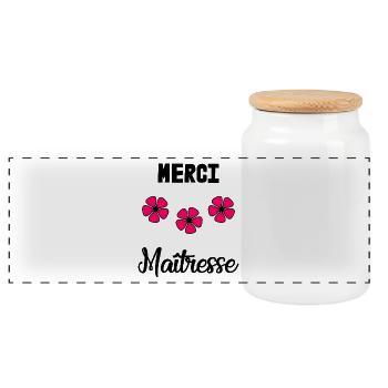 MERCI. MERCI MAÎTRESSE. CADEAU MAÎTRESSE. VACANCES - Boîte à biscuits avec couvercle en bois - blanc - Devant