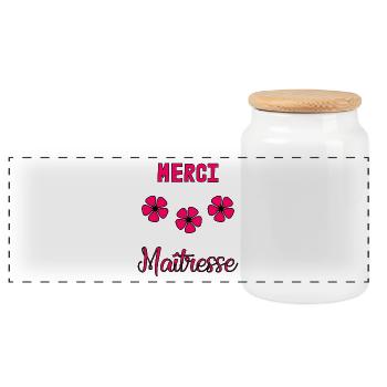 MERCI. MERCI MAÎTRESSE. CADEAU MAÎTRESSE. VACANCES - Boîte à biscuits avec couvercle en bois - blanc - Devant