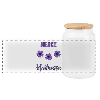 MERCI. MERCI MAÎTRESSE. CADEAU MAÎTRESSE. VACANCES - Boîte à biscuits avec couvercle en bois - blanc - Devant