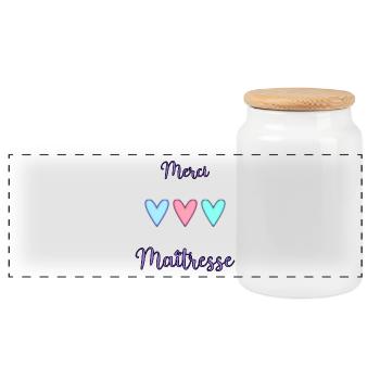 MERCI. MERCI MAÎTRESSE. CADEAU MAÎTRESSE. VACANCES - Boîte à biscuits avec couvercle en bois - blanc - Devant