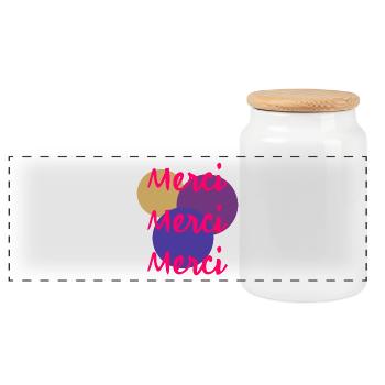 MERCI. THANKS. THANK YOU. ANNIVERSAIRE. NAISSANCE. - Boîte à biscuits avec couvercle en bois - blanc - Devant
