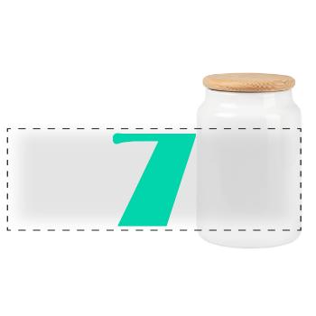 7 YEARS. 7th ANNIVERSARY. BIRTHDAY 7 YEARS. 7 - Panoramic Cookie Jar with Wooden Lid - white - Front