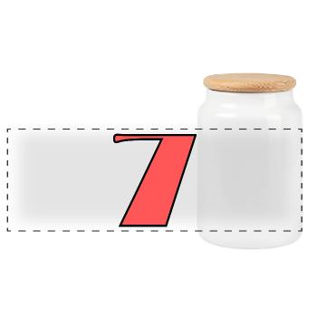 7 YEARS. 7th ANNIVERSARY. BIRTHDAY 7 YEARS. 7 - Panoramic Cookie Jar with Wooden Lid - white - Front