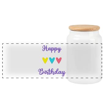 HAPPY BIRTHDAY. JOYEUX ANNIVERSAIRE. ANNIVERSAIRE. - Boîte à biscuits avec couvercle en bois - blanc - Devant