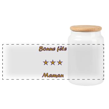 MAMAN. FÊTE DES MÈRES. BONNE FÊTE MAMAN. JE T'AIME - Boîte à biscuits avec couvercle en bois - blanc - Devant
