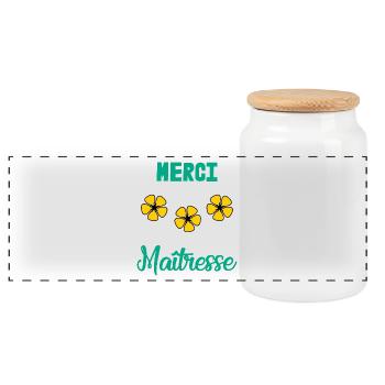MERCI. MERCI MAÎTRESSE. CADEAU MAÎTRESSE. VACANCES - Boîte à biscuits avec couvercle en bois - blanc - Devant