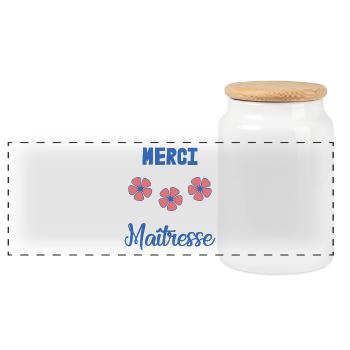 MERCI. MERCI MAÎTRESSE. CADEAU MAÎTRESSE. VACANCES - Boîte à biscuits avec couvercle en bois - blanc - Devant