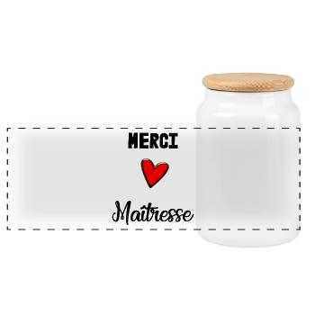 MERCI. MERCI MAÎTRESSE. CADEAU MAÎTRESSE. VACANCES - Boîte à biscuits avec couvercle en bois - blanc - Devant