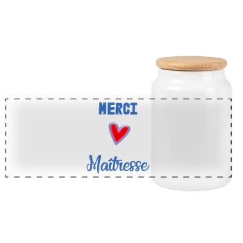 MERCI. MERCI MAÎTRESSE. CADEAU MAÎTRESSE. VACANCES - Boîte à biscuits avec couvercle en bois - blanc - Devant