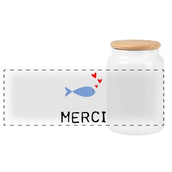 MERCI. THANKS. THANK YOU. ANNIVERSAIRE. NAISSANCE. - Boîte à biscuits avec couvercle en bois - blanc - Devant