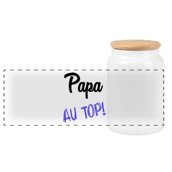 PAPA. VATERTAG. FROHER VATERTAG. ALLES GUTE ZUM GEBURTSTAG. - Panorama Keksdose mit Holzdeckel - Weiß - Vorne