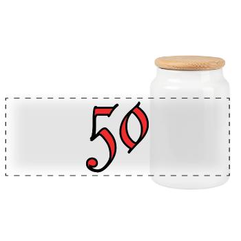 50. 50 YEARS. 50th ANNIVERSARY. 50 YEARS ANNIVERSARY. - Panoramic Cookie Jar with Wooden Lid - white - Front