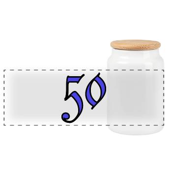 50. 50 YEARS. 50th ANNIVERSARY. 50 YEARS ANNIVERSARY. - Panoramic Cookie Jar with Wooden Lid - white - Front