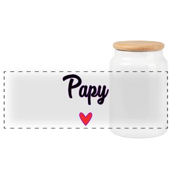 PAPY. PAPA. FÊTE DES PÈRES. BONNE FÊTE PAPA - Boîte à biscuits avec couvercle en bois - blanc - Devant